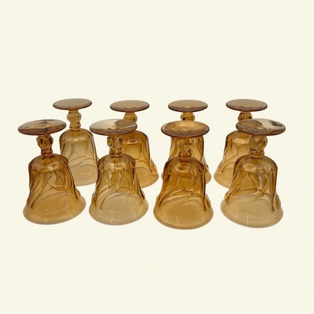 8  Fostoria Jamestown Amber VTG 1970’s Goblets water glasses, tea glasses